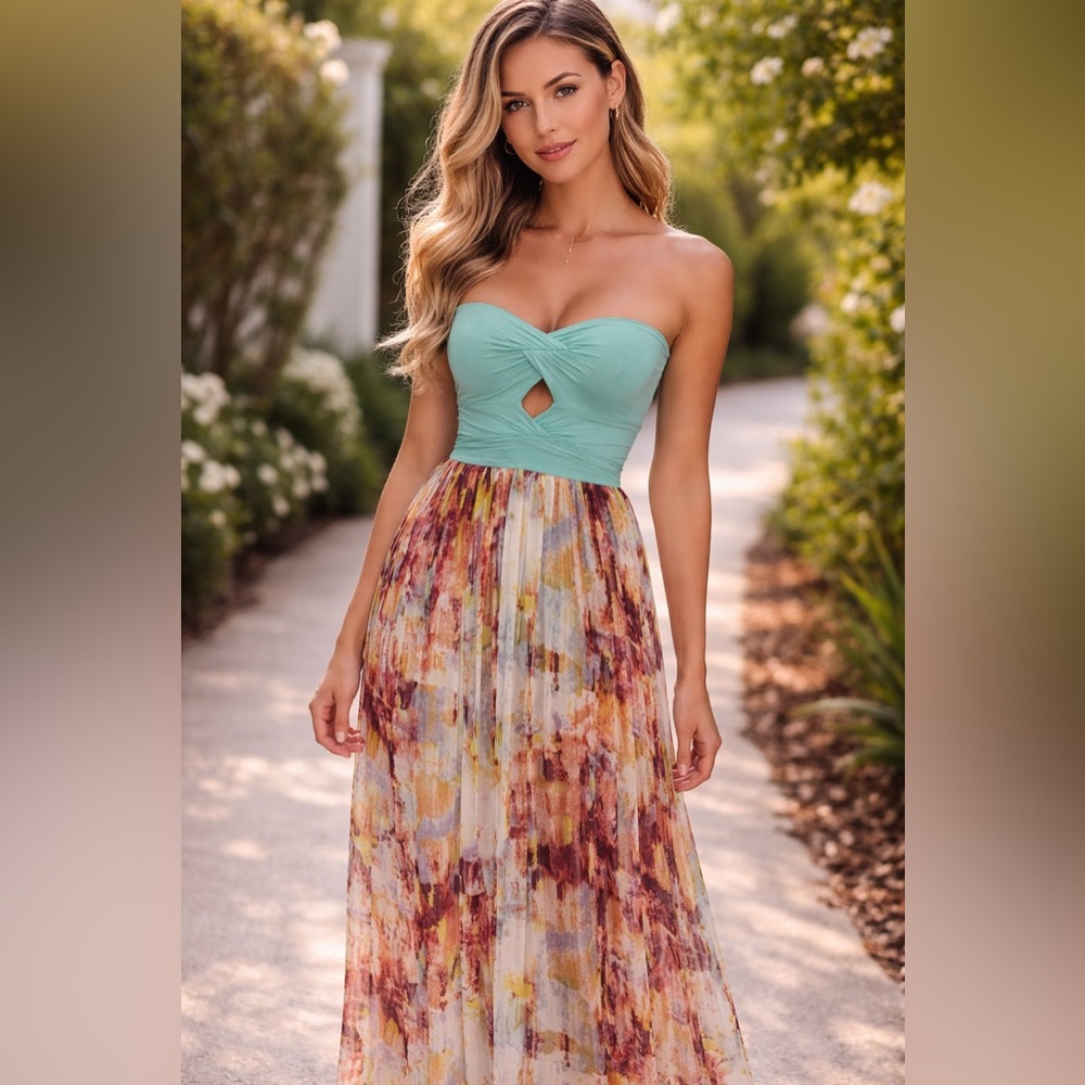Floral Strapless Dress